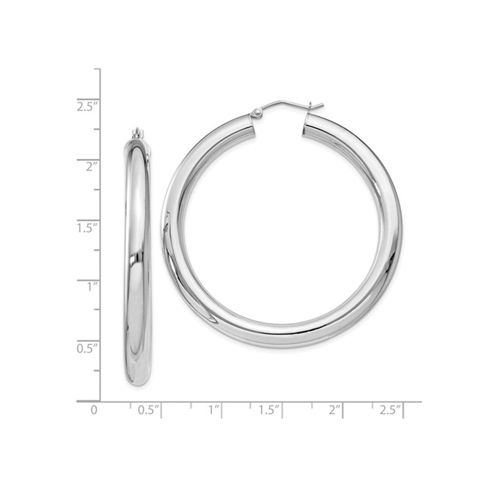 Large Hoop Earrings in Sterling Silver 2 Inch (5.0mm) Image 3