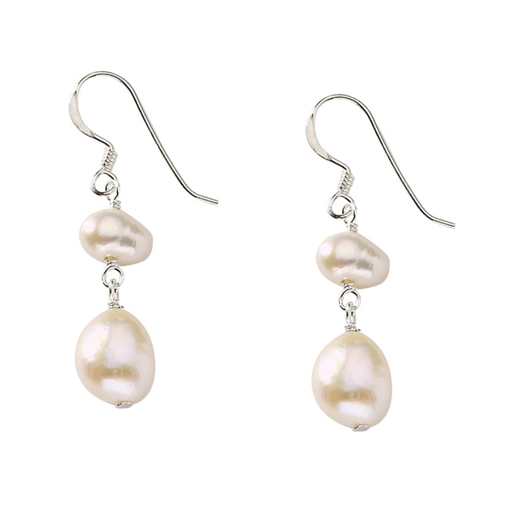 Cultured Freshwater White Pearl Earrings in Sterling Silver Image 2