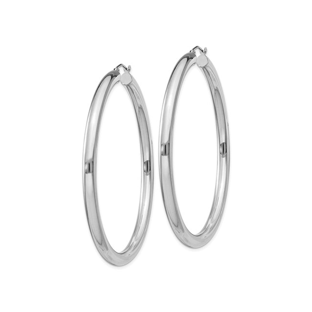 Extra Large Hoop Earrings in Sterling Silver 2 1/2 Inch (4.0mm) Image 2
