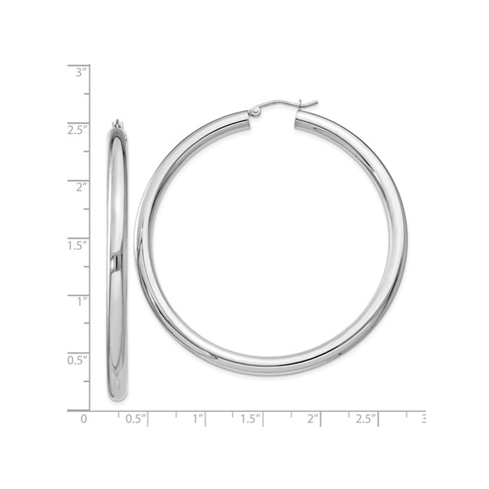 Extra Large Hoop Earrings in Sterling Silver 2 1/2 Inch (4.0mm) Image 3