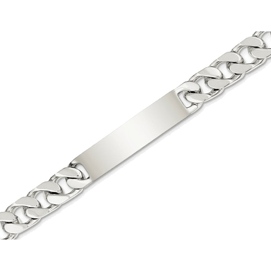 Mens Engraveable Polished Link ID Bracelet in Sterling Silver 8.5 Inches Image 1