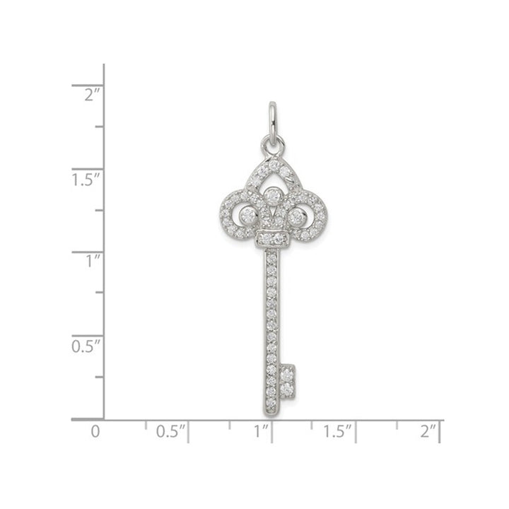 Key Pendant Necklace in Sterling Silver with Synthetic Cubic Zirconia (CZ) Image 2