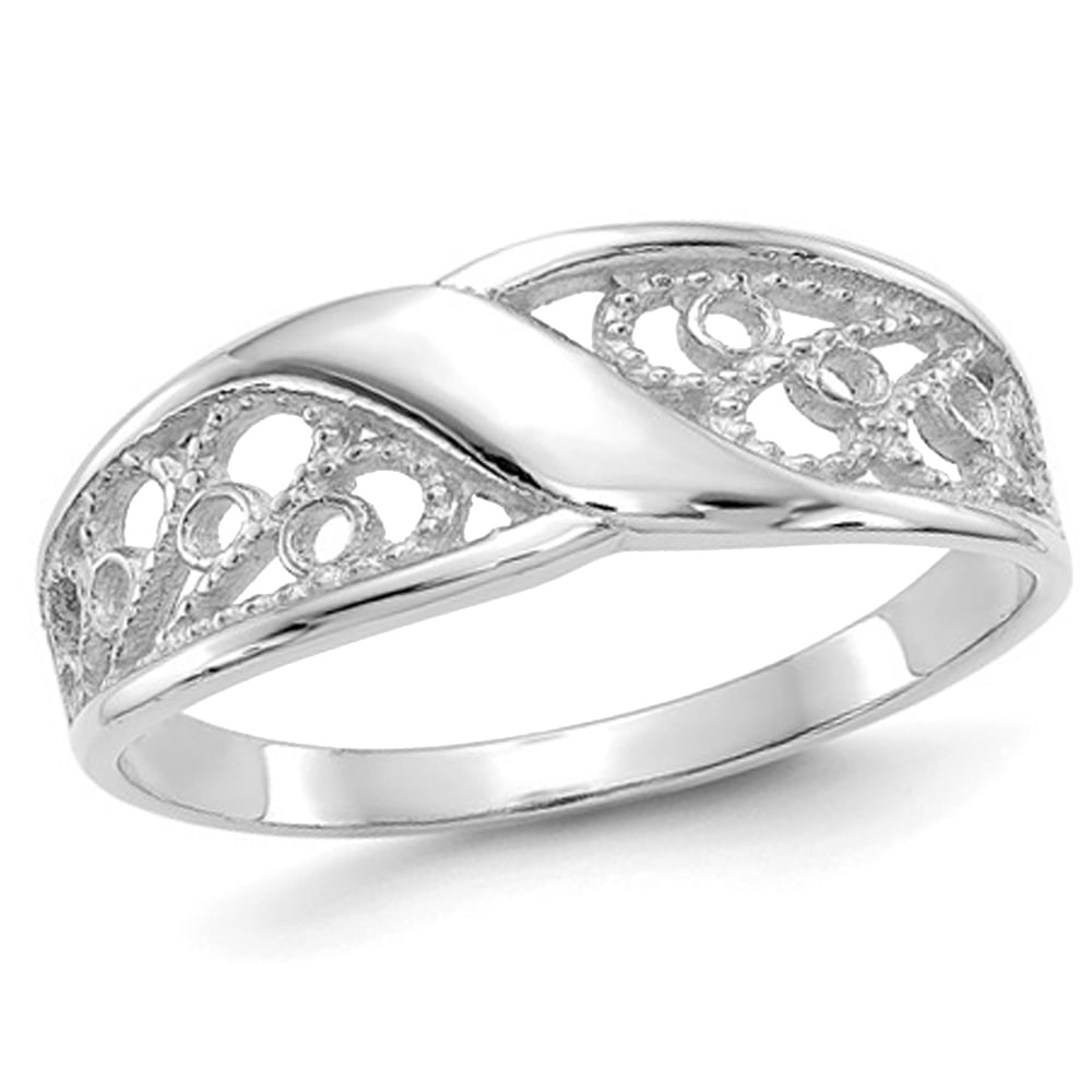 Fillagree Ring in 14K White Gold Image 1