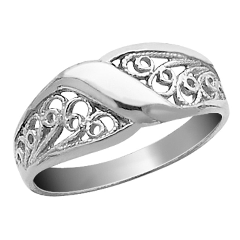 Fillagree Ring in 14K White Gold Image 2