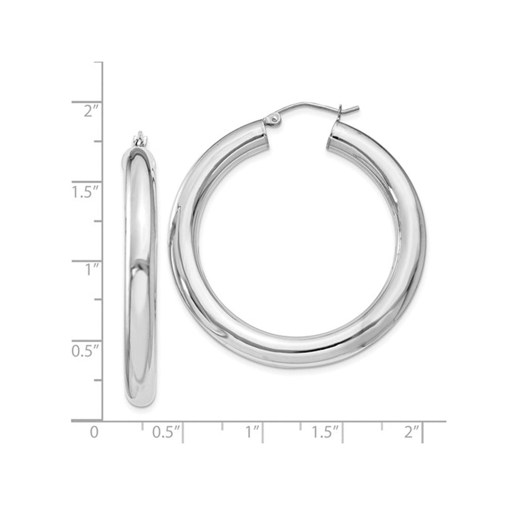 Sterling Silver Medium Hoop Earrings 1 1/2 Inch (5.0mm) Image 2