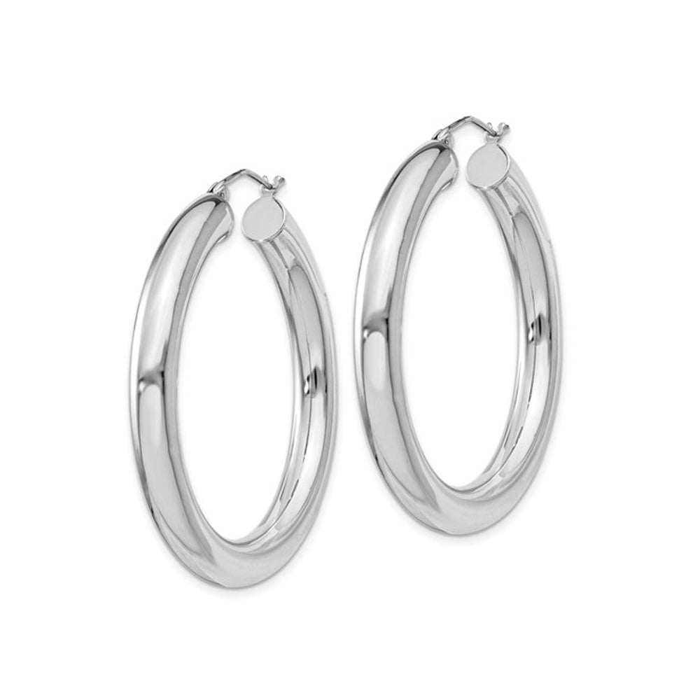 Sterling Silver Medium Hoop Earrings 1 1/2 Inch (5.0mm) Image 3