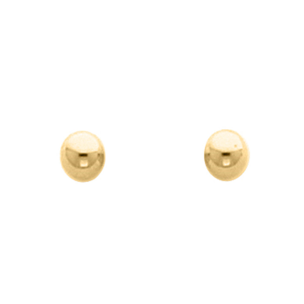 14K Yellow Gold Button Ball Stud Earrings in (4mm) Image 2