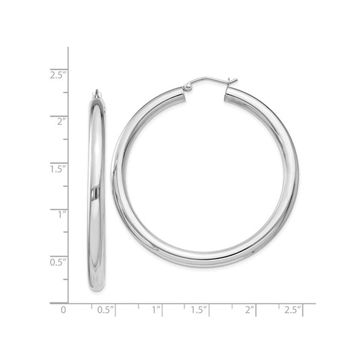 Large Hoop Earrings in Sterling Silver 2 Inch (4.0mm) Image 3