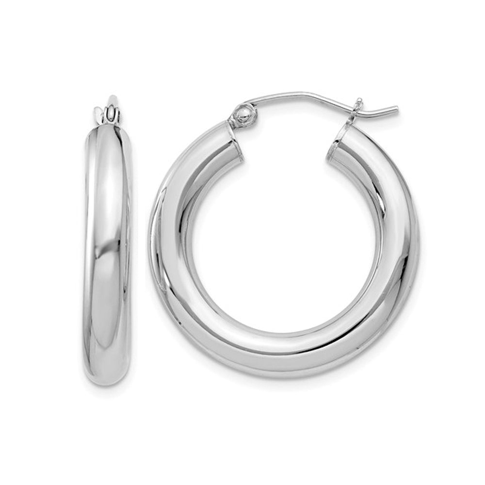 Sterling Silver Hoop Earrings 1 Inch (4.0mm) Image 1