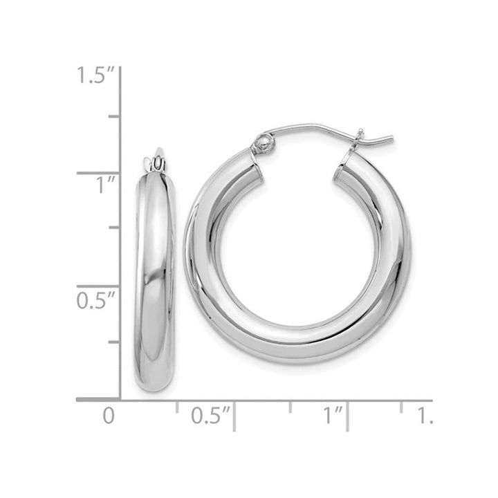 Sterling Silver Hoop Earrings 1 Inch (4.0mm) Image 2