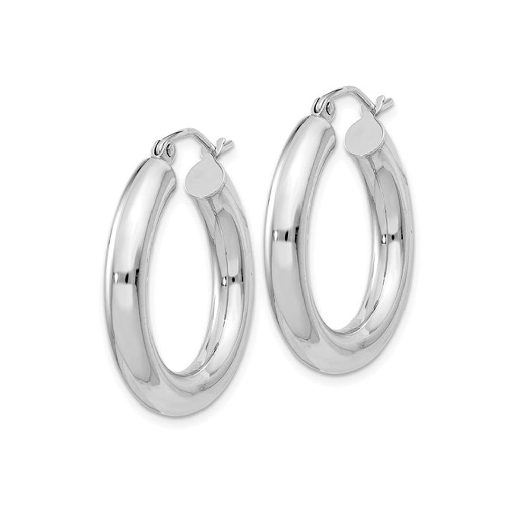 Sterling Silver Hoop Earrings 1 Inch (4.0mm) Image 3