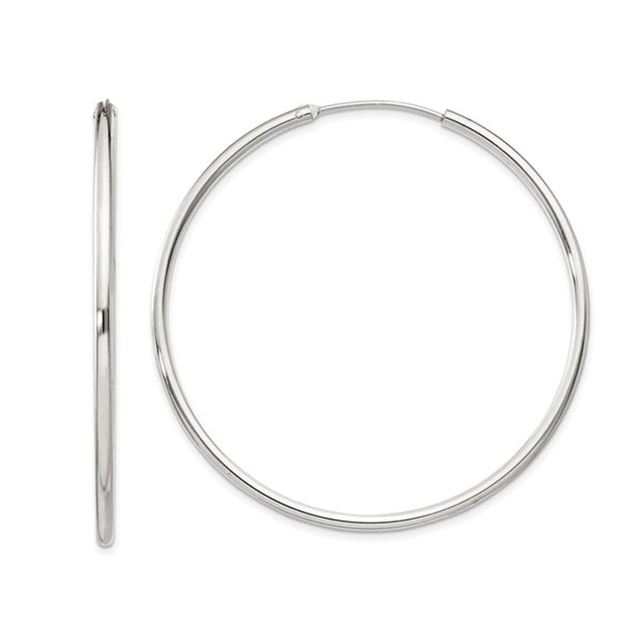 Extra Large Hoop Earrings in Sterling Silver 2 Inch (2.0mm) Image 1