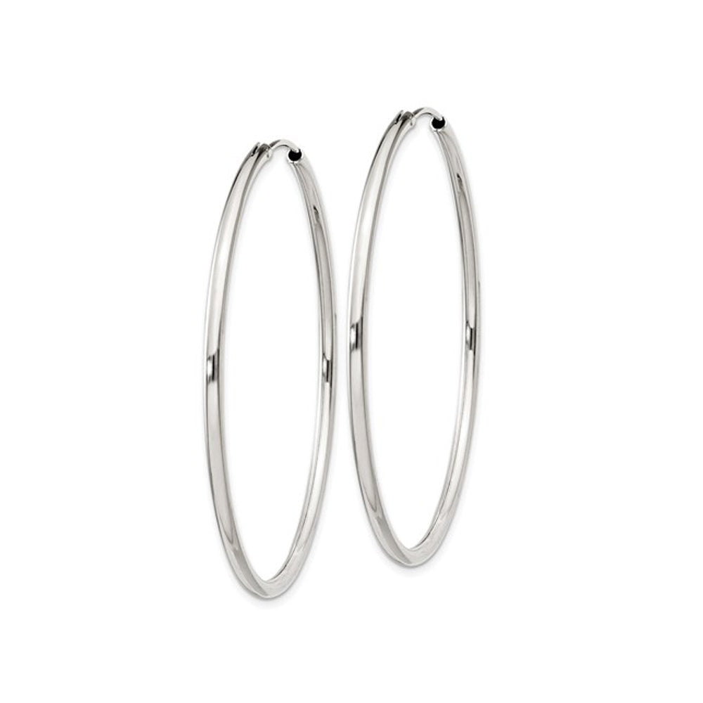 Extra Large Hoop Earrings in Sterling Silver 2 Inch (2.0mm) Image 3