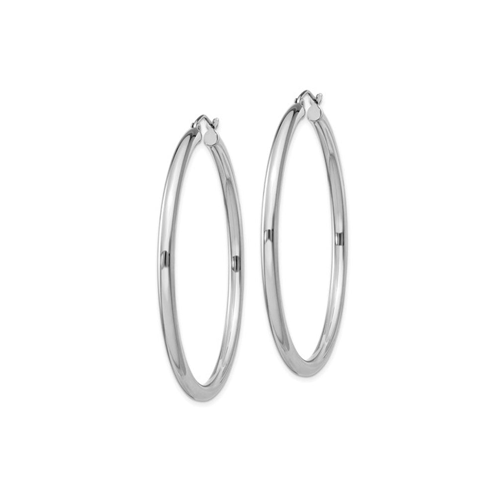 Large Hoop Earrings in Sterling Silver 2 Inch (3.0mm) Image 2