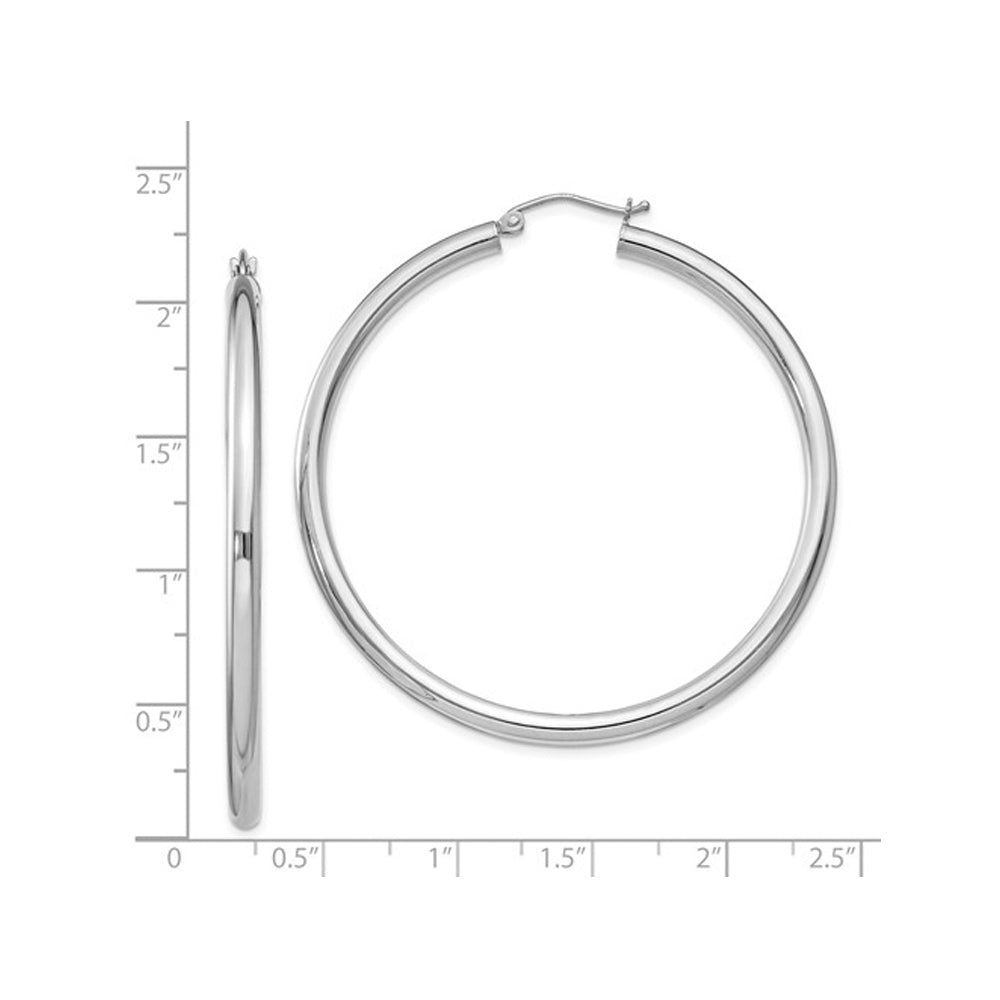 Large Hoop Earrings in Sterling Silver 2 Inch (3.0mm) Image 3