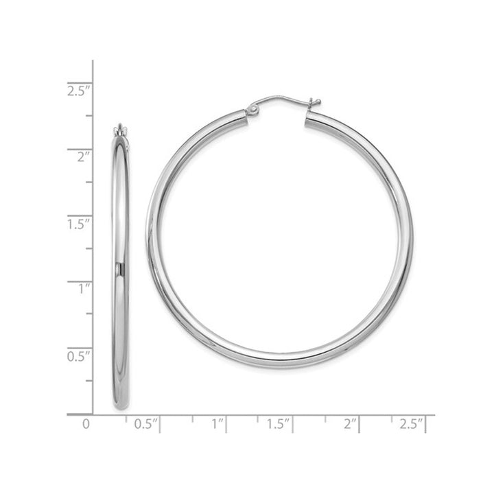 Large Hoop Earrings in Sterling Silver 2 Inch (3.0mm) Image 3