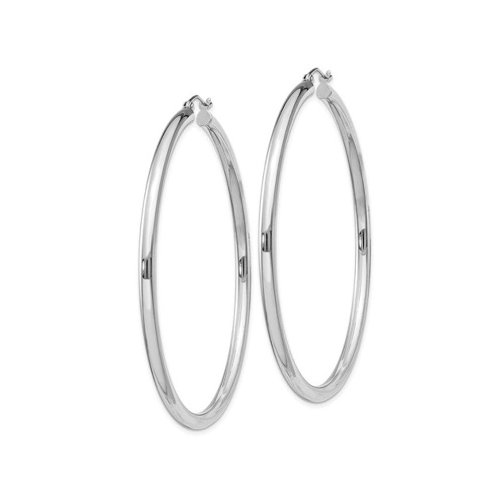 Extra Large Hoop Earrings in Sterling Silver 2 1/2 Inch (3.0mm) Image 2