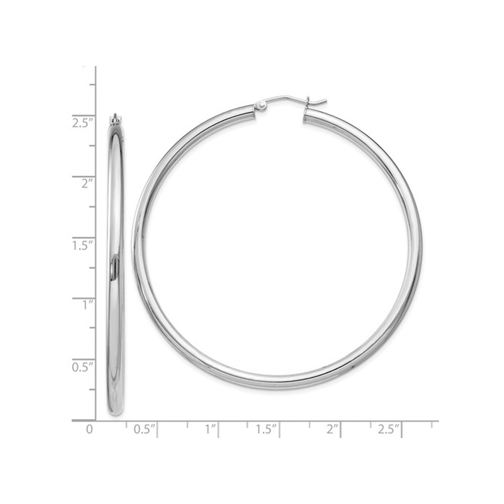 Extra Large Hoop Earrings in Sterling Silver 2 1/2 Inch (3.0mm) Image 3