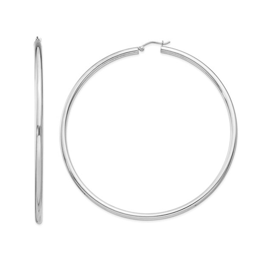 Jumbo Hoop Earrings in Sterling Silver 3 1/4 Inch (3.0mm) Image 1