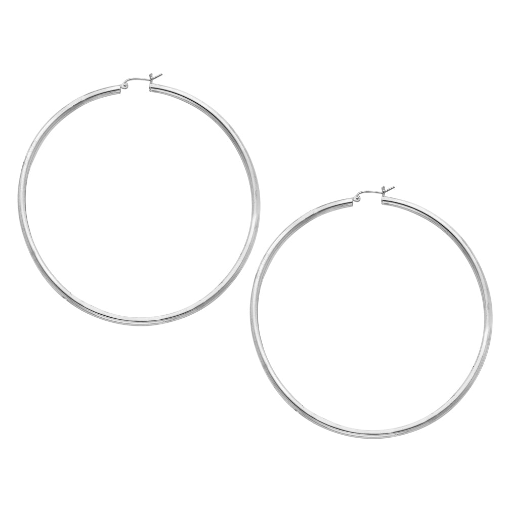 Jumbo Hoop Earrings in Sterling Silver 3 1/4 Inch (3.0mm) Image 2