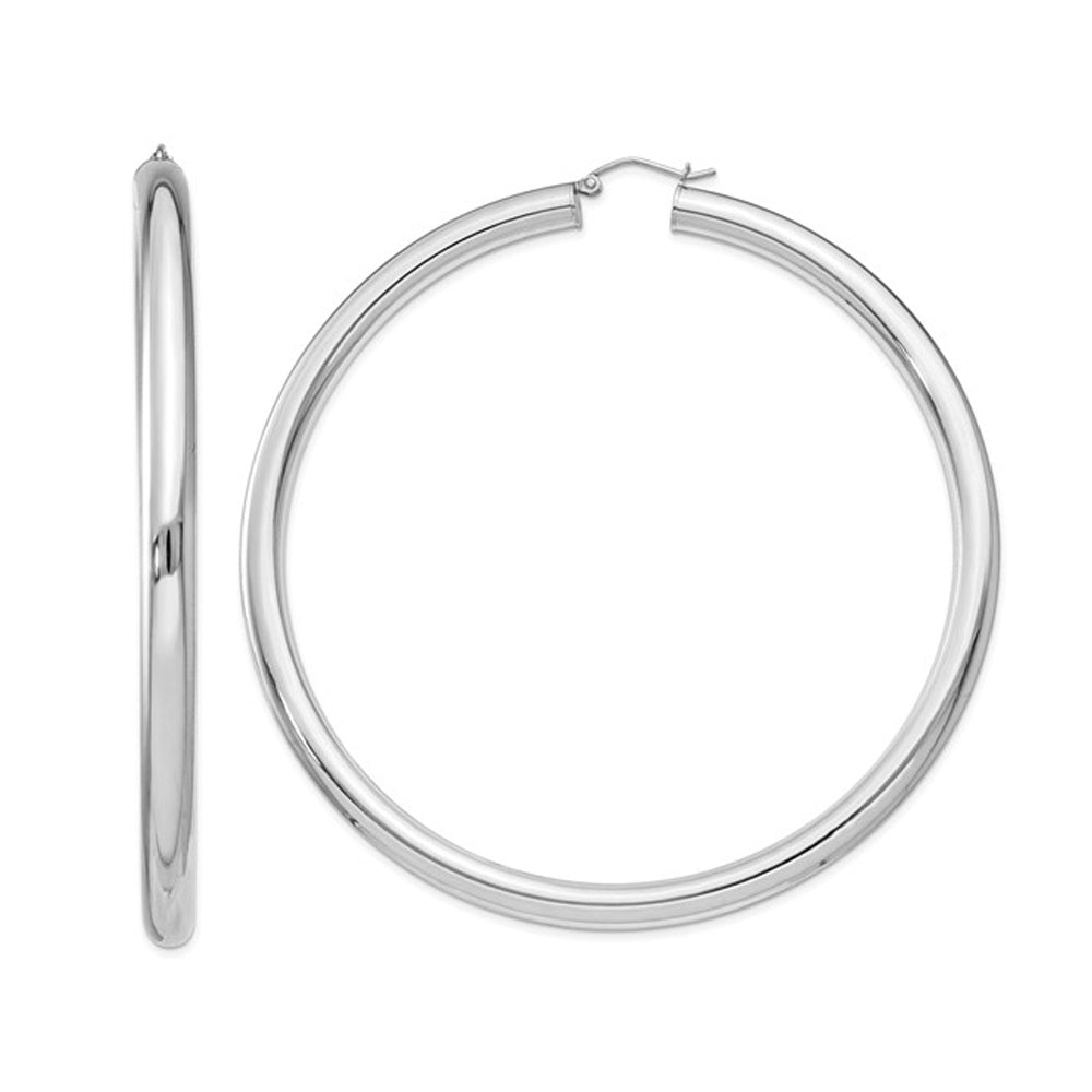 Jumbo Hoop Earrings in Sterling Silver 3 Inch (5.0mm) Image 1