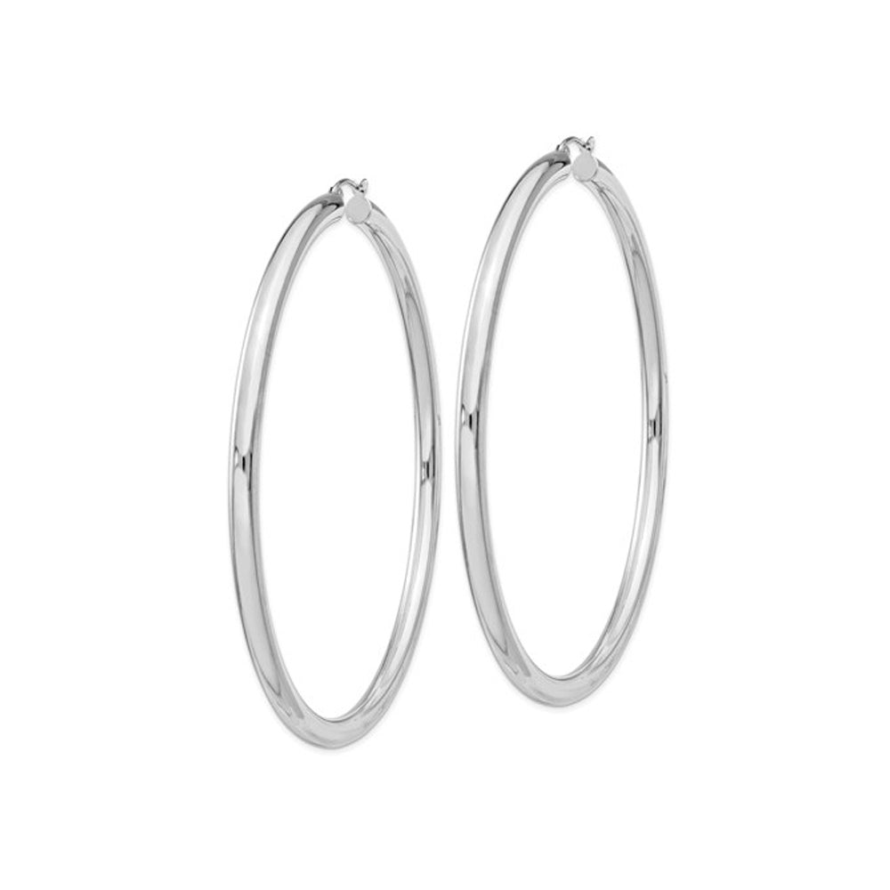 Sterling Silver Jumbo Hoop Earrings 3 Inch (4.0mm thick) Image 2