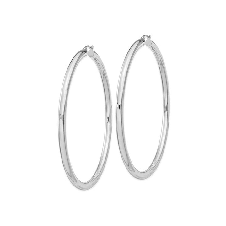 Sterling Silver Jumbo Hoop Earrings 3 Inch (4.0mm thick) Image 2