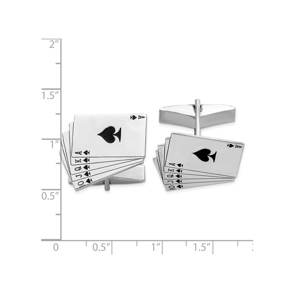 Sterling Silver Mens Royal Flush Cuff Links Image 2