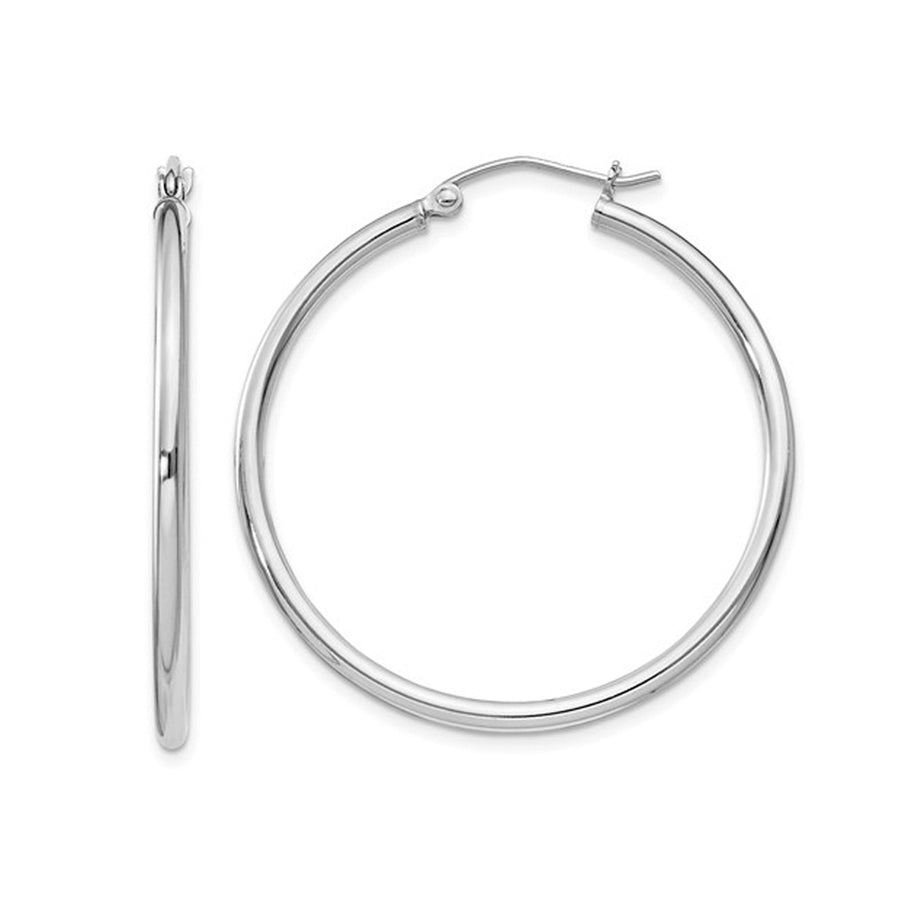 Medium Hoop Earrings in Sterling Silver 1 1/4 Inch (2.0mm) Image 1