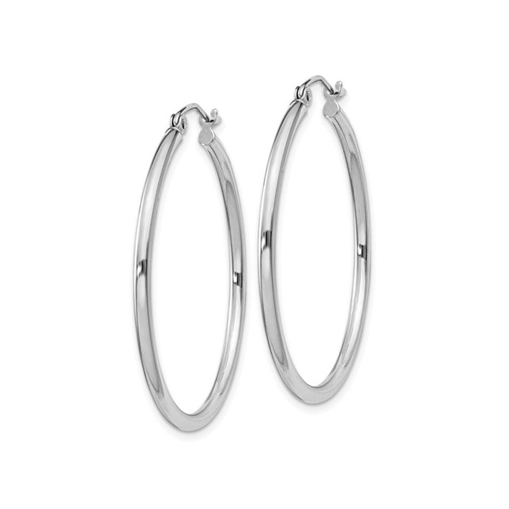 Medium Hoop Earrings in Sterling Silver 1 1/4 Inch (2.0mm) Image 2