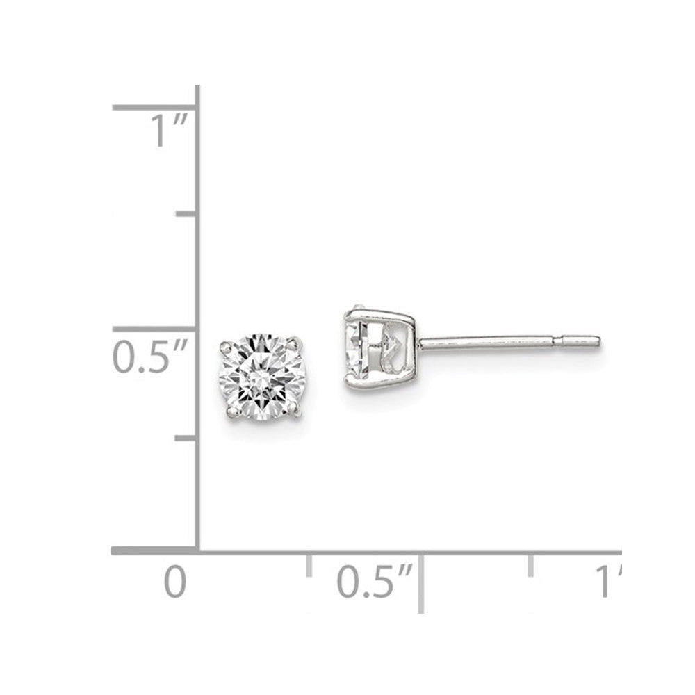 Synthetic Cubic Zirconia (CZ) Solitaire Stud Earrings 1.00 Carat (ctw) in Sterling Silver Image 2