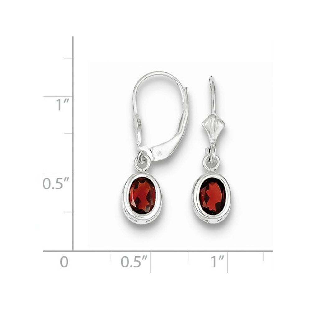 2.00 Carat (ctw) Garnet Drop Oval Earrings in Sterling Silver Image 2