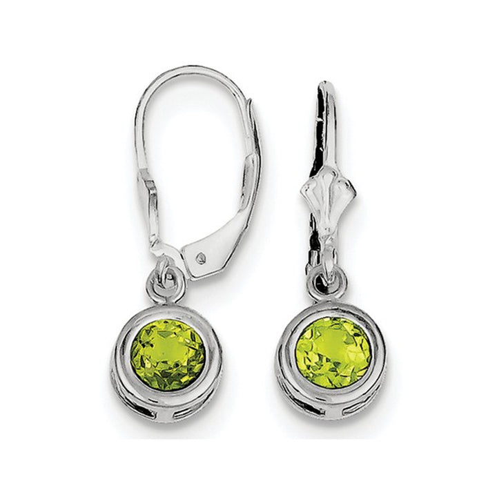 1.80 Carat (ctw) Green Peridot Drop Earrings in Sterling Silver Image 1