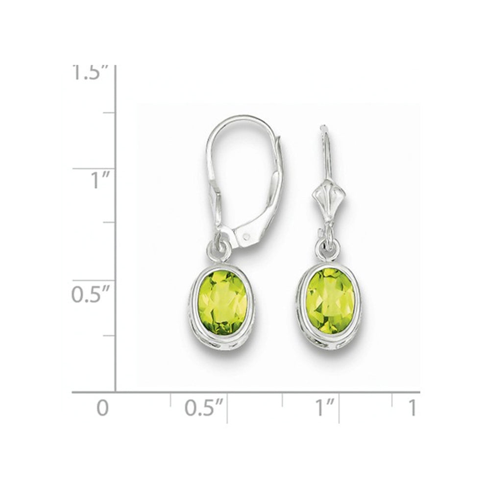 1.70 Carat (ctw) Green Peridot Drop Oval Earrings in Sterling Silver Image 2