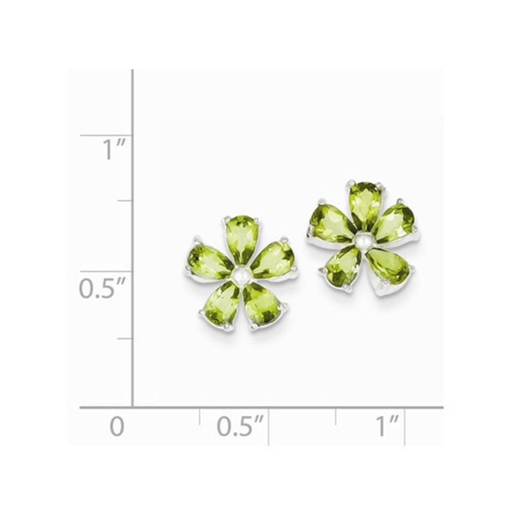 Green Peridot Flower Earrings in Sterling Silver Image 3