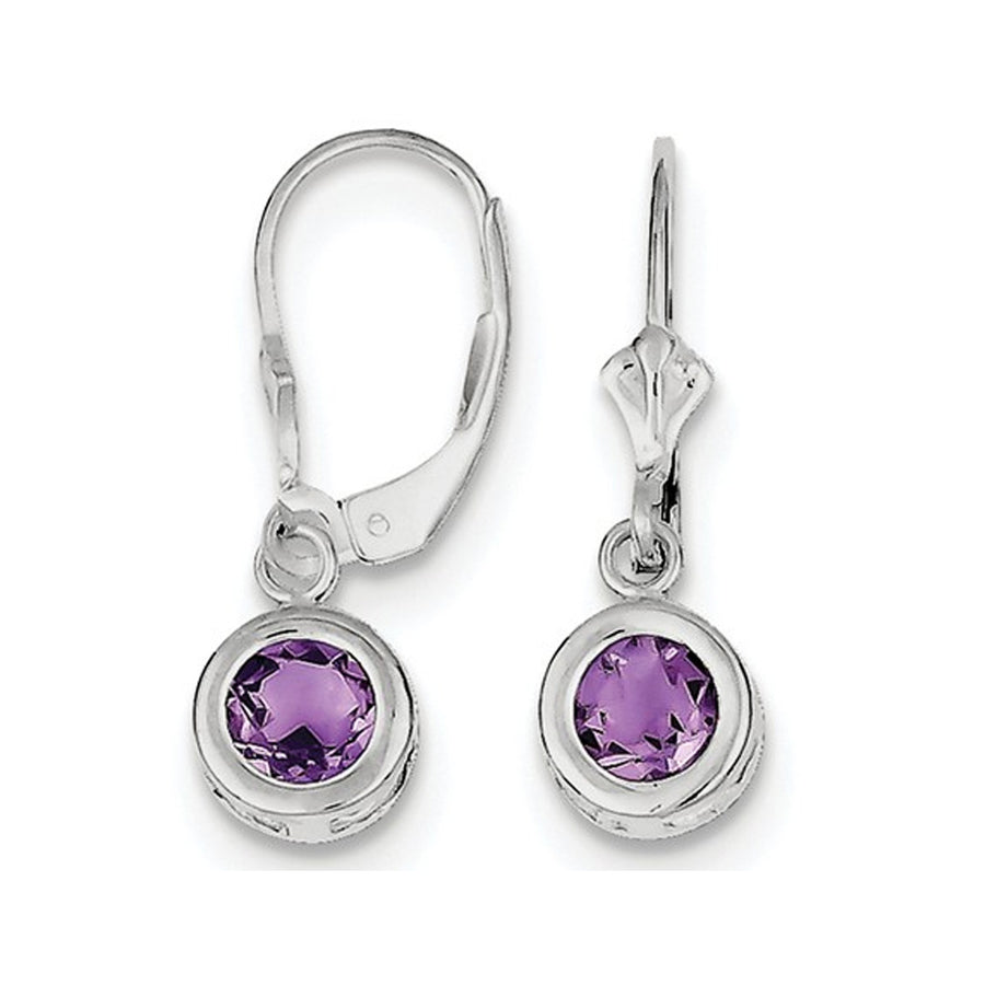 Amethyst Drop Earrings 1.50 Carat (ctw) in Sterling Silver Image 1
