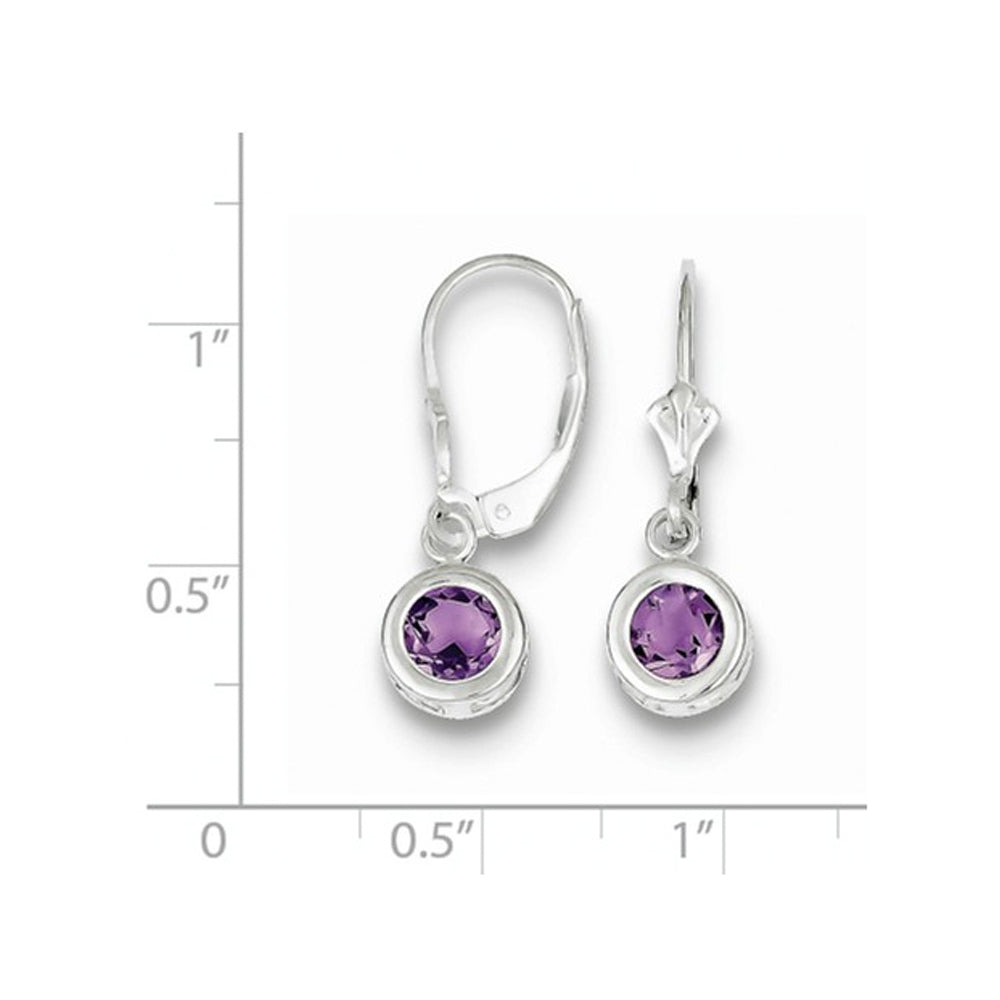 Amethyst Drop Earrings 1.50 Carat (ctw) in Sterling Silver Image 2