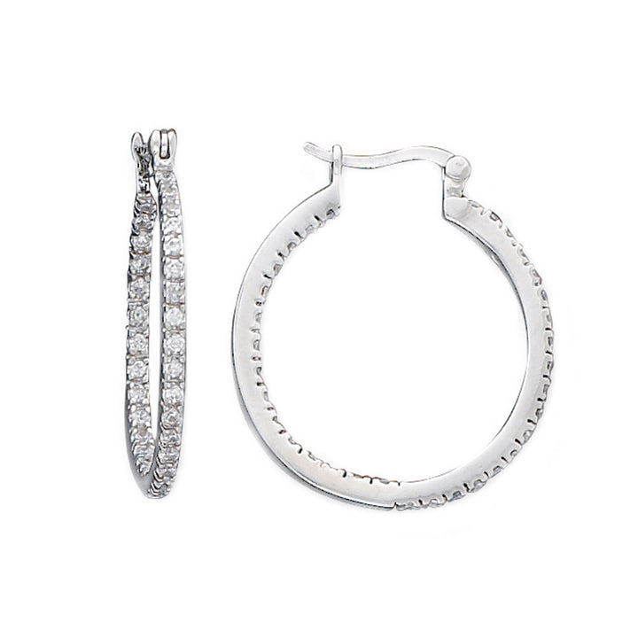 Synthetic Cubic Zirconia (CZ) (CZ) Hoop Earrings in Sterling Silver Image 1