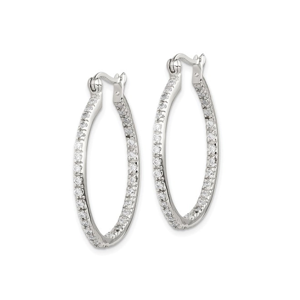 Synthetic Cubic Zirconia (CZ) (CZ) Hoop Earrings in Sterling Silver Image 2