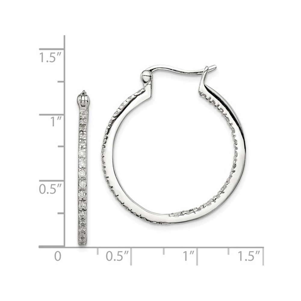 Synthetic Cubic Zirconia (CZ) (CZ) Hoop Earrings in Sterling Silver Image 3