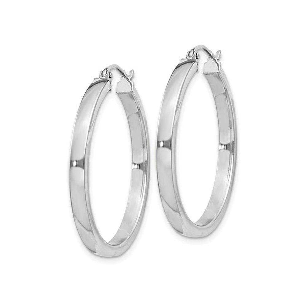 Medium Diamond Cut Hoop Earrings in Sterling Silver 1 1/4 Inch (3.0mm) Image 3