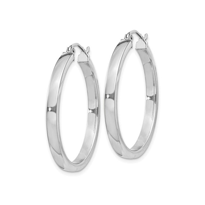 Medium Diamond Cut Hoop Earrings in Sterling Silver 1 1/4 Inch (3.0mm) Image 3