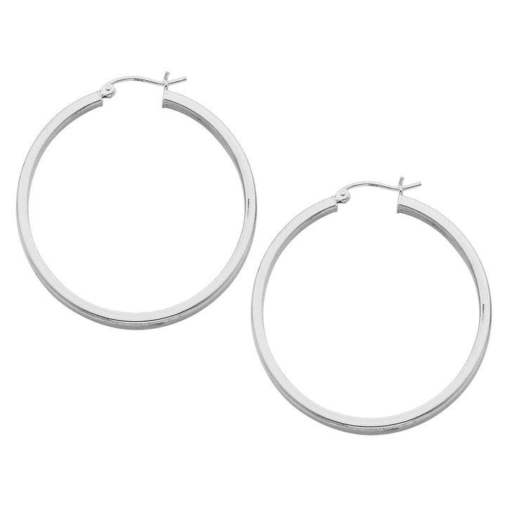 Large Diamond Cut Hoop Earrings in Sterling Silver 2 Inch (3.0mm) Image 2