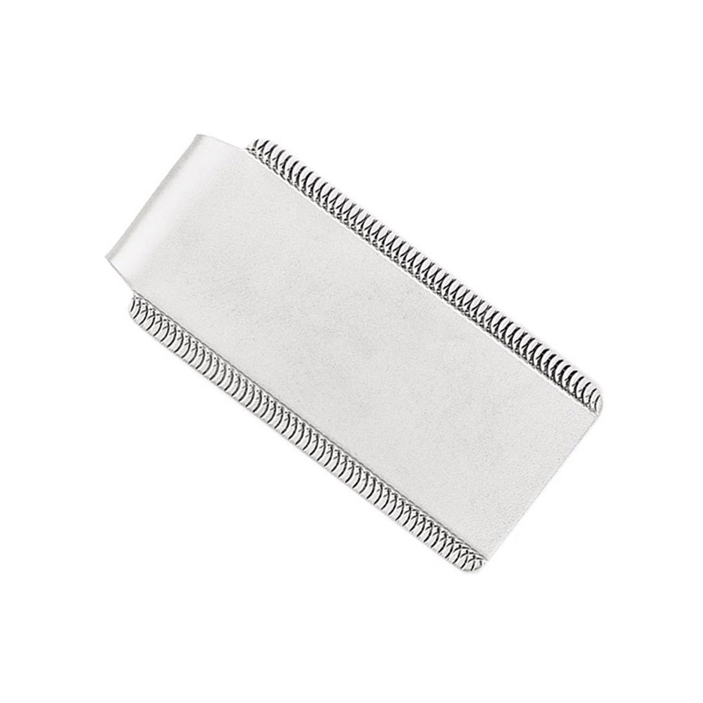 Mens Rhodium-Plated Satin Money Clip in Sterling Silver Image 1