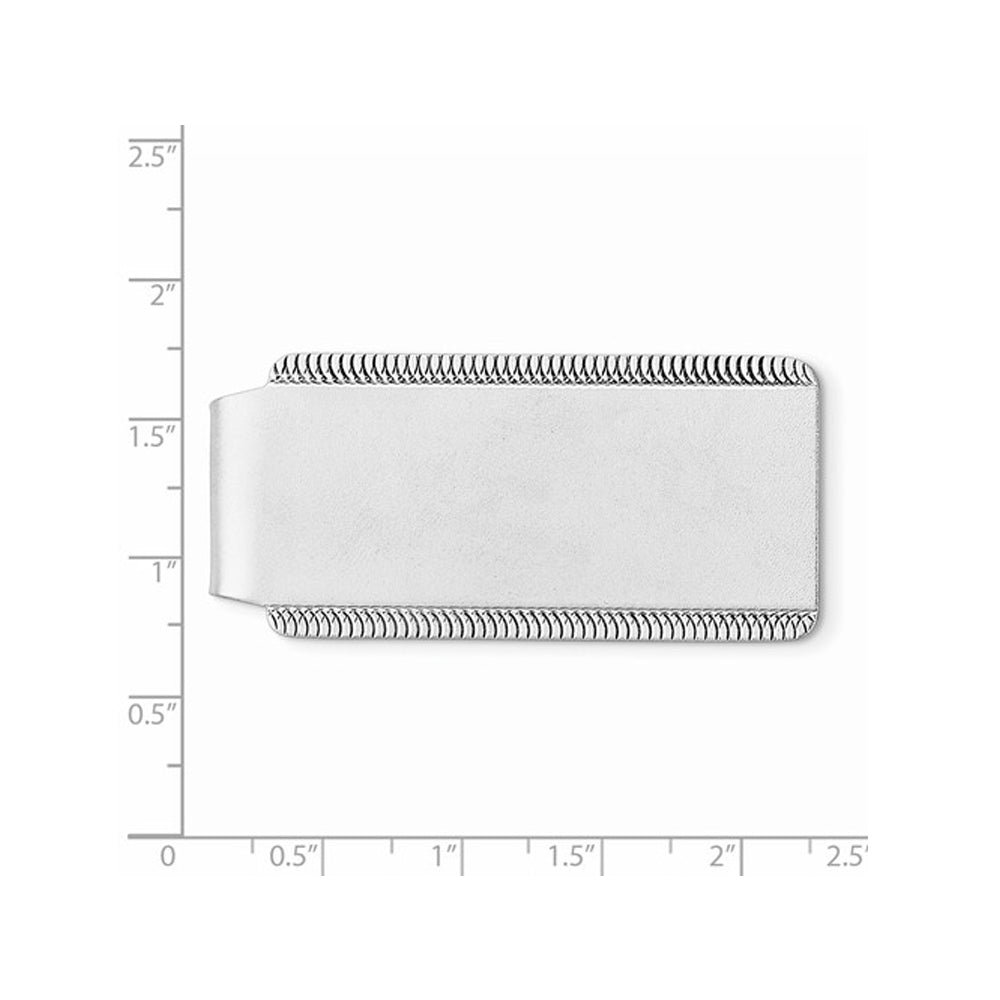 Mens Rhodium-Plated Satin Money Clip in Sterling Silver Image 2