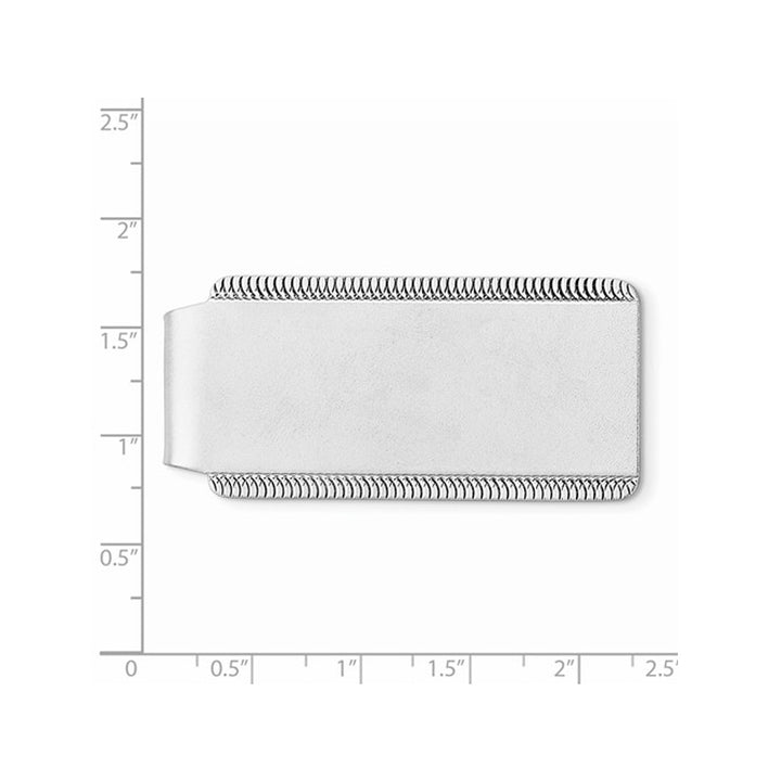 Mens Rhodium-Plated Satin Money Clip in Sterling Silver Image 2