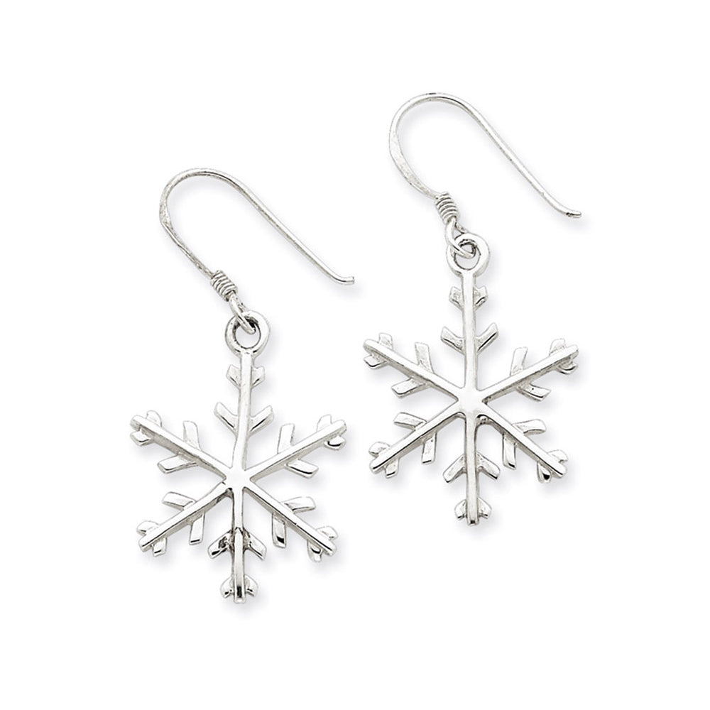 Winter Snowflake Dangle Drop Earrings in Sterling Silver Image 2