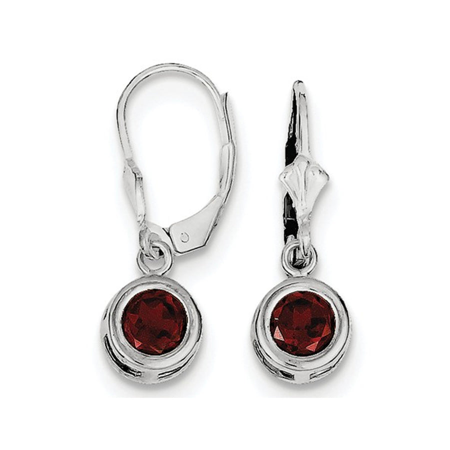 2.00 Carat (ctw) Red Garnet Drop Earrings in Sterling Silver Image 1