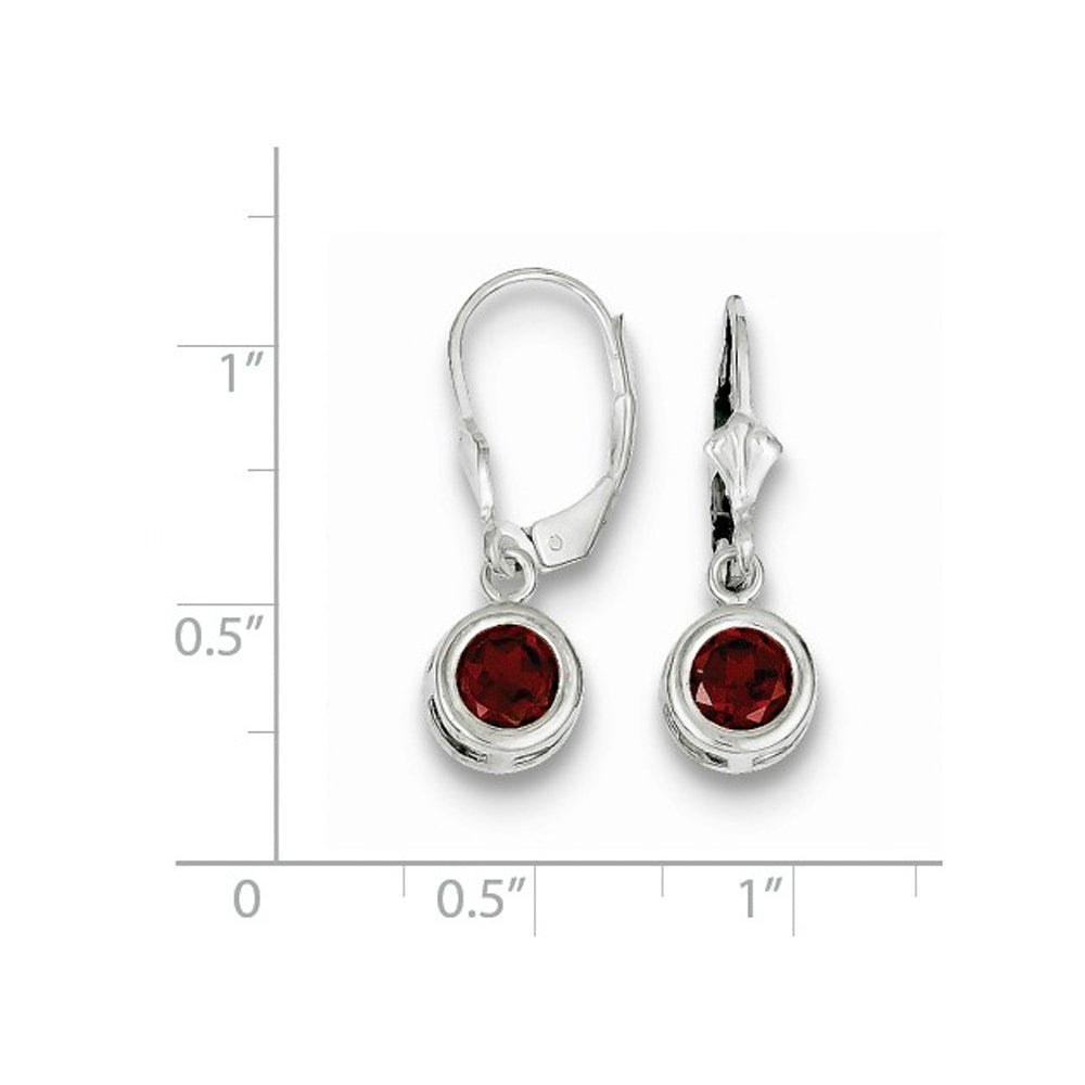 2.00 Carat (ctw) Red Garnet Drop Earrings in Sterling Silver Image 2