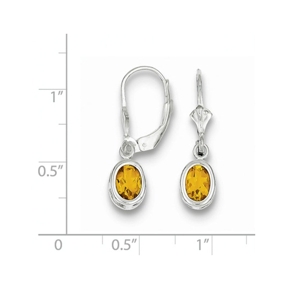 1.50 Carat (ctw) Citrine Drop Oval Earrings in Sterling Silver Image 2